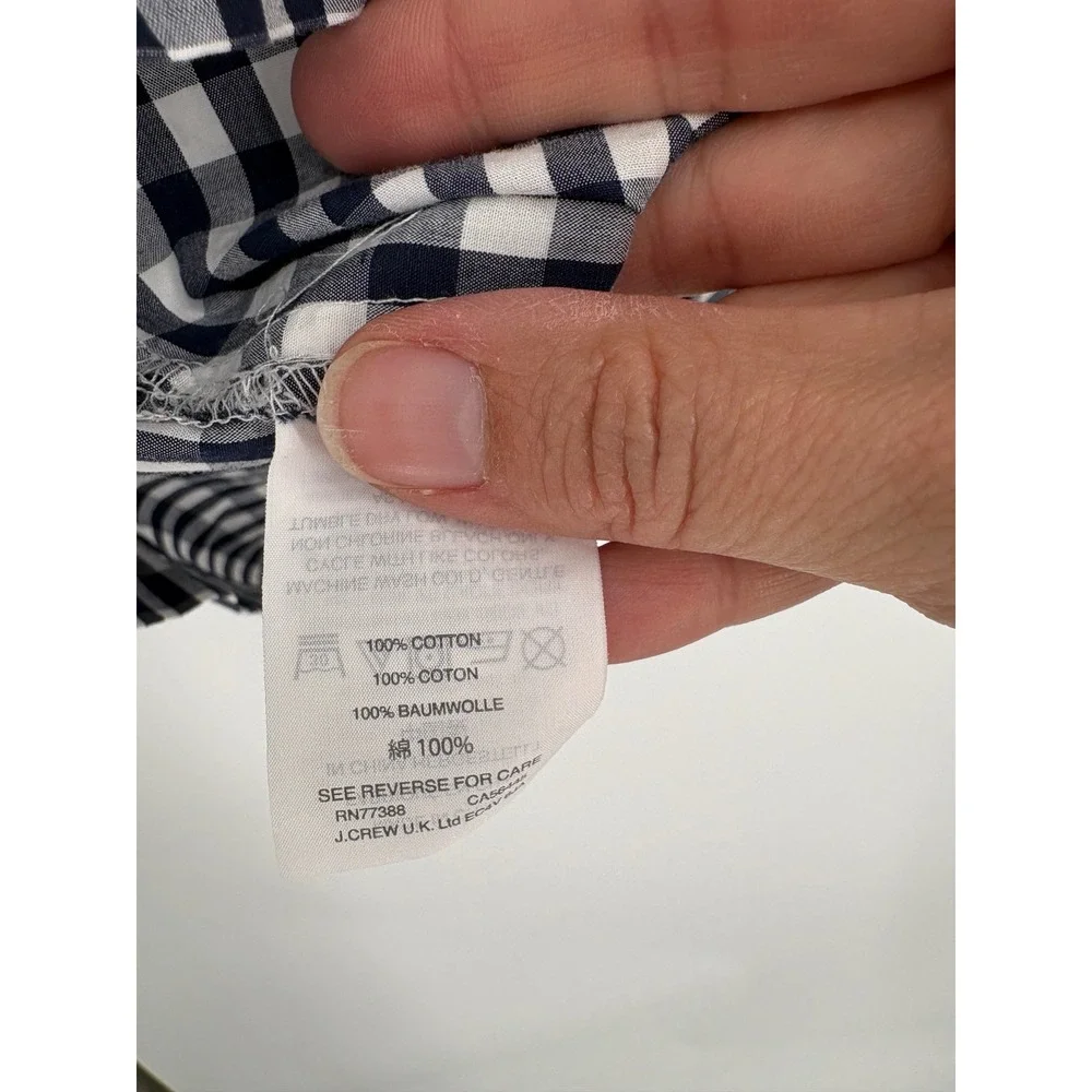 J. Crew Top Womens‎ 14T Blue Gingham One Shoulder Ruffle Asymmetric Cotton